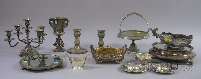 Appraisal: Approximately Twelve Silver Plated Serving Items including a classically decorated