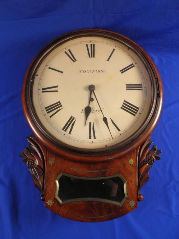 Appraisal: A William IV mahogany and brass inlaid drop dial wall