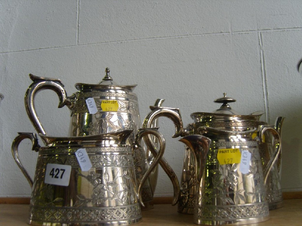 Appraisal: A late th century silver plated Walker Hall -piece tea