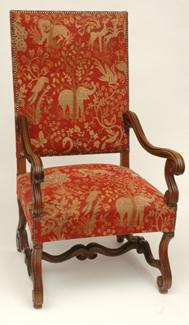 Appraisal: LOUIS XV STYLE WALNUT ARMCHAIR