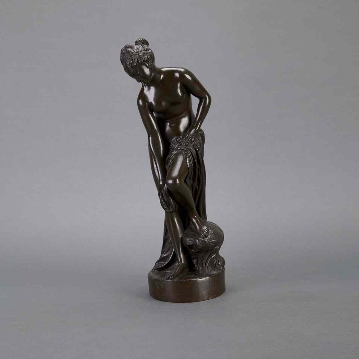 Appraisal: French Bronze Figure of Venus After the Bath mid th