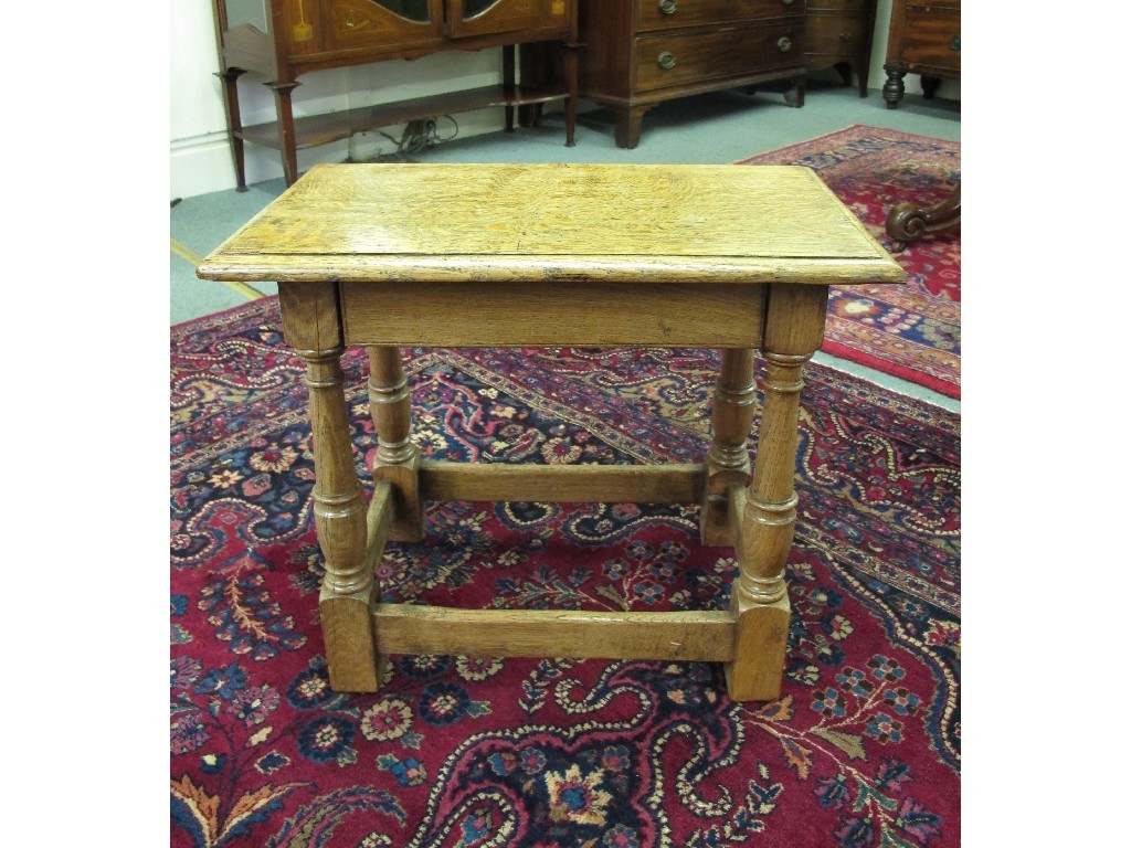 Appraisal: th century style oak stool table