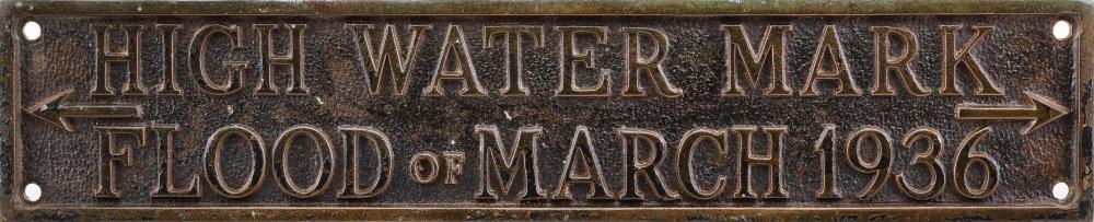 Appraisal: BRONZE PLAQUE COMMEMORATING THE GREAT FLOOD OF HEIGHT WIDTH BRONZE