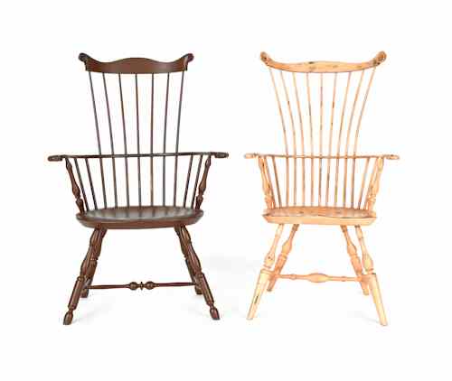 Appraisal: Two contemporary Windsor armchairs by W Wallick