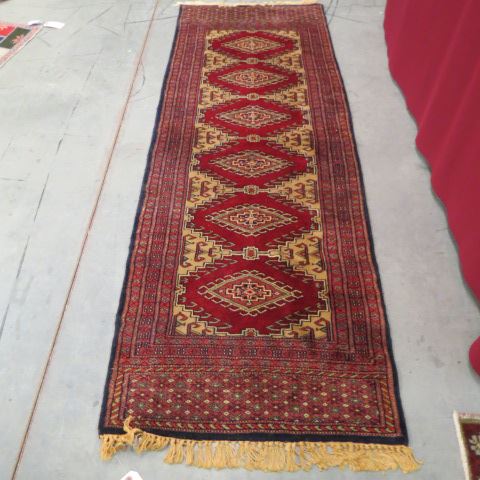 Appraisal: Belouchi Handmade Rug geometrics reds ivory and indigio ' X