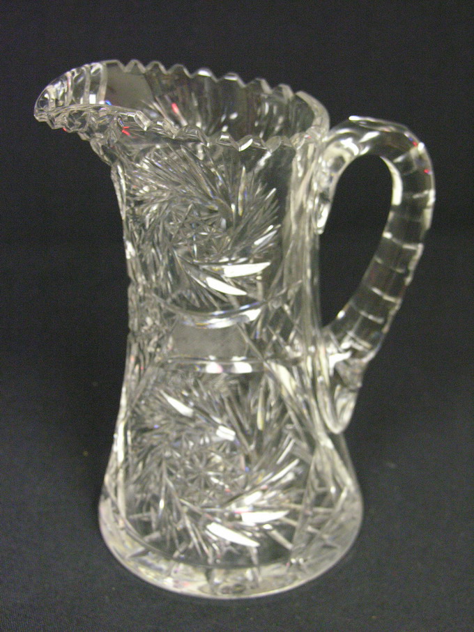 Appraisal: ABP CUT CRYSTAL JUG PITCHER Whirling hobstar motif Size Condition