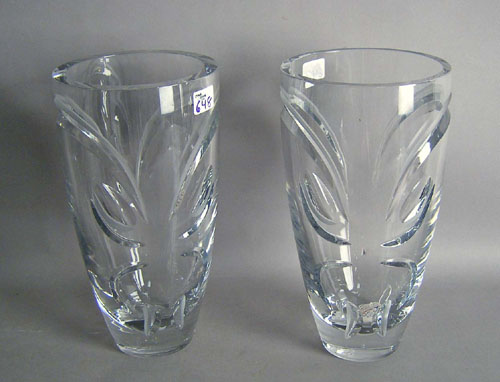 Appraisal: Pair of colorless glass vases h