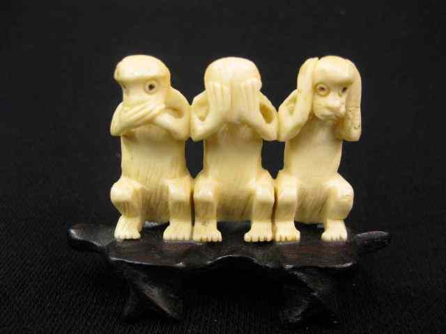 Appraisal: Chinese Carved Ivory Figurine of Monkeys see no hear no