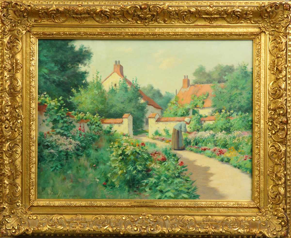 Appraisal: Frank Barney American - Garden Scene Sgn Frank A Barney