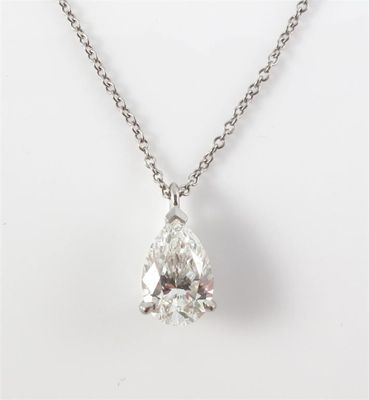 Appraisal: A diamond pendant by Tiffany The pear shaped diamond weighs