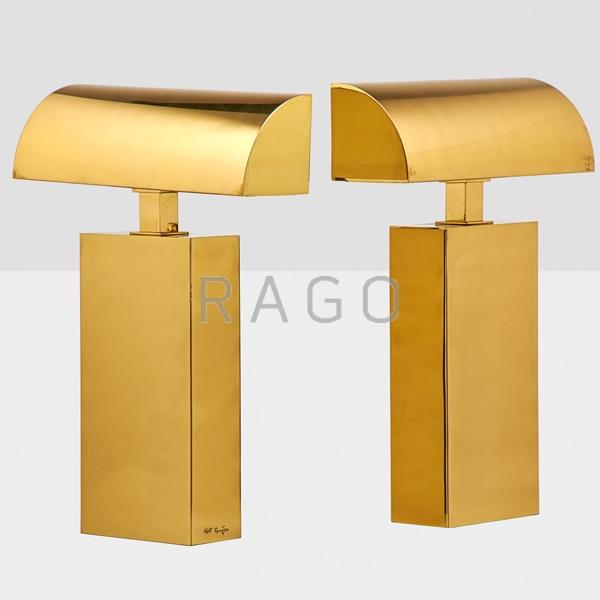 Appraisal: KARL SPRINGER Pair of Sculpture table lamps Condition Report Light