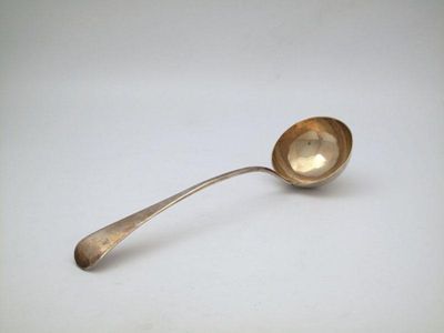 Appraisal: A George III silver Old English pattern soup ladle by