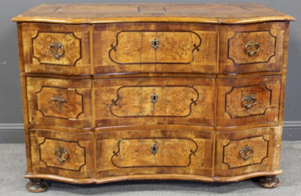 Appraisal: Century Parquetry Inlaid Continental Walnut Comode Great patina looker and