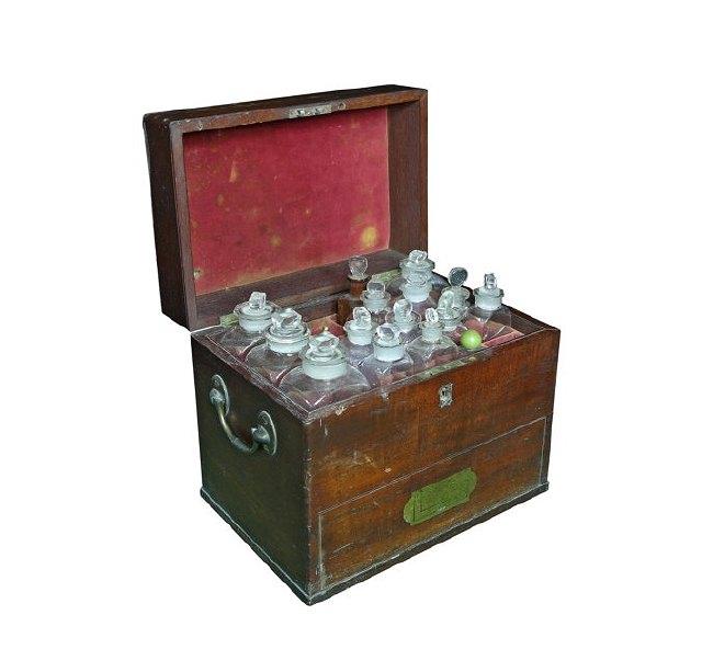 Appraisal: A George IV apothecary box circa fitted with bottles and