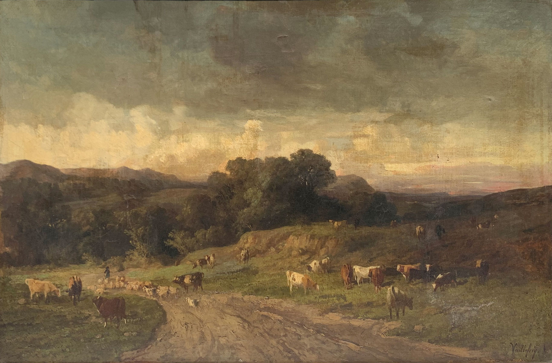 Appraisal: VUILLEFROY Felix Dominique French - Atmospheric landscape with Cows Grazing