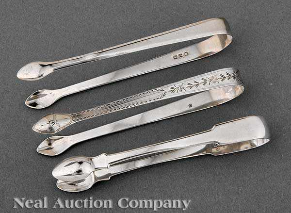 Appraisal: Three George III Sterling Silver Sugar Tongs including one by