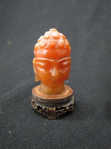 Appraisal: Chinese Carved Bust of a Buddha carnelian or red jade