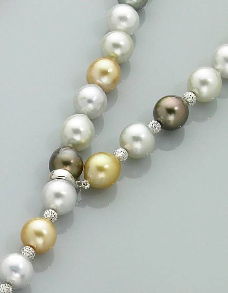 Appraisal: Natural Color Cultured Pearl Lariat Necklace Tahiti A stylish single