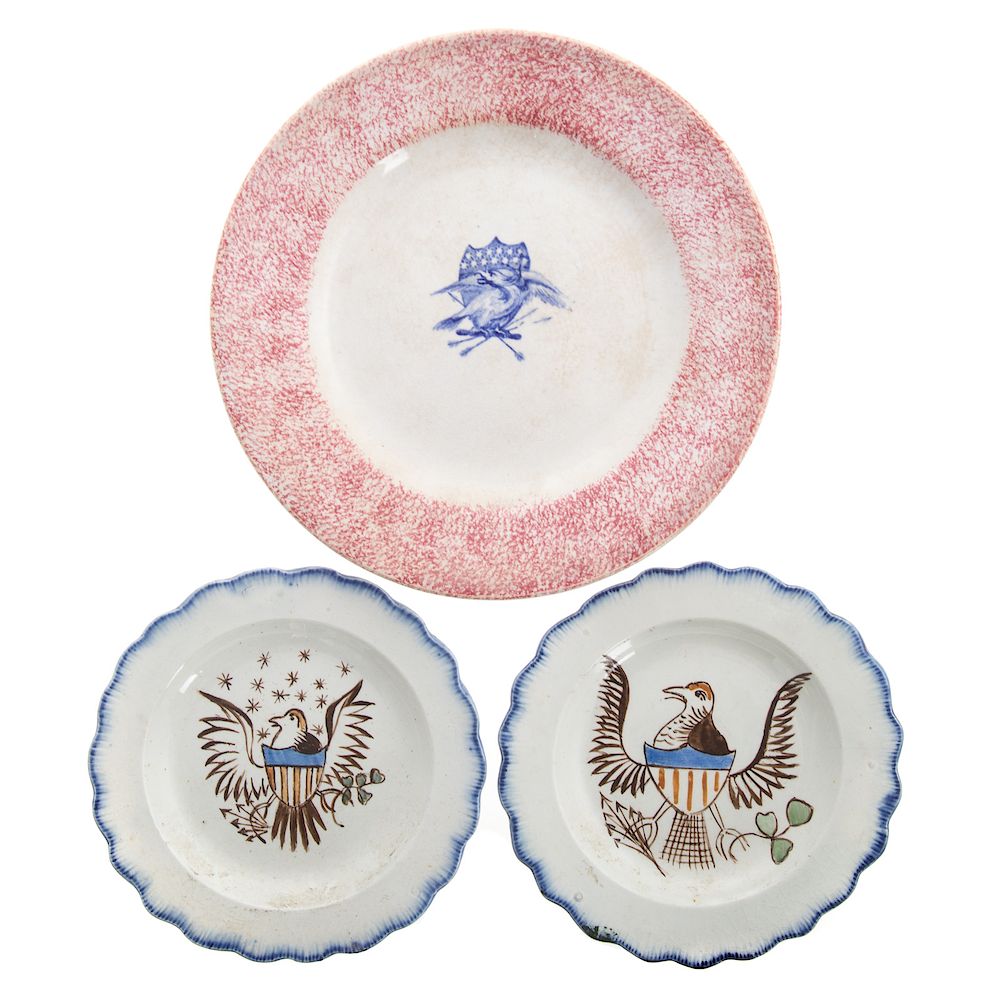 Appraisal: Three Staffordshire Eagle Decorated Plates first quarter th century comprising