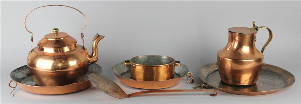 Appraisal: GROUP OF COPPER KITCHEN WARES including shaped molds strainer a