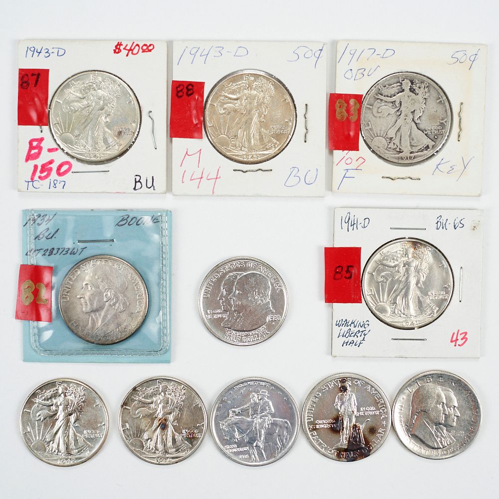 Appraisal: Grp Half Dollars Walking Liberty Concord Stone MTN ETC Group