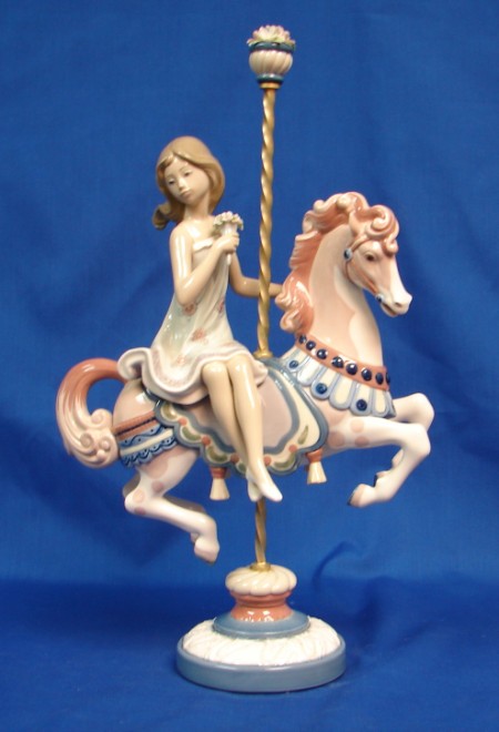 Appraisal: Girl on Carousel Horse - Retired roughness on edge of