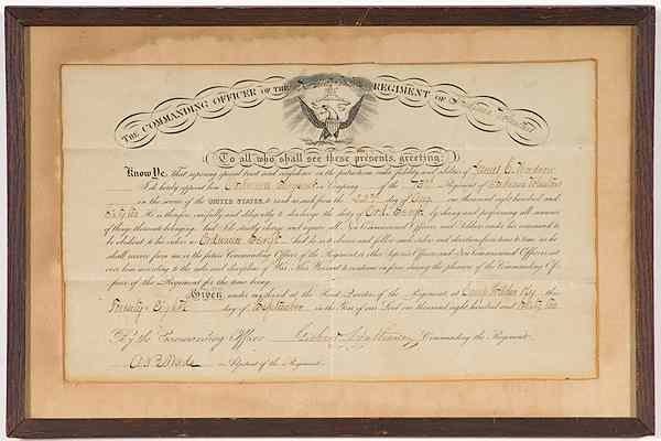 Appraisal: Civil War - Manuscripts Civil War-Era Appointment for James Woodrow