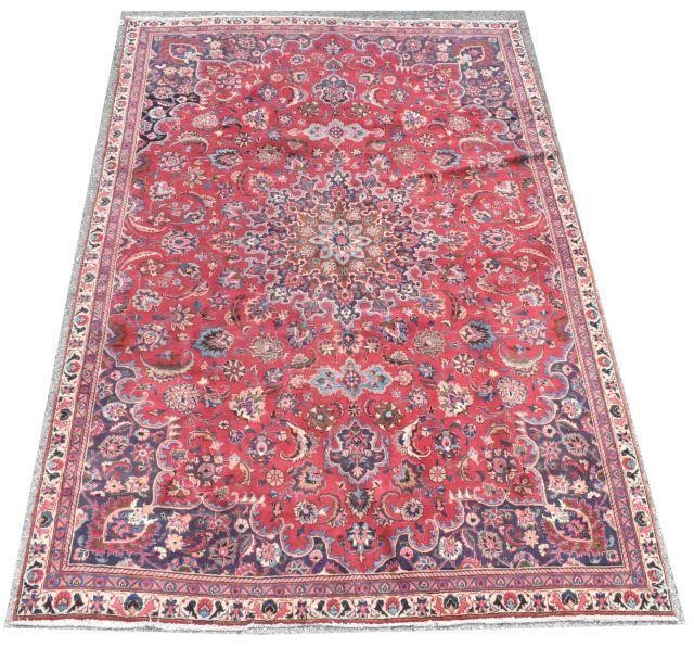 Appraisal: Hand-tied Persian Mashad rug approx ' l ' w