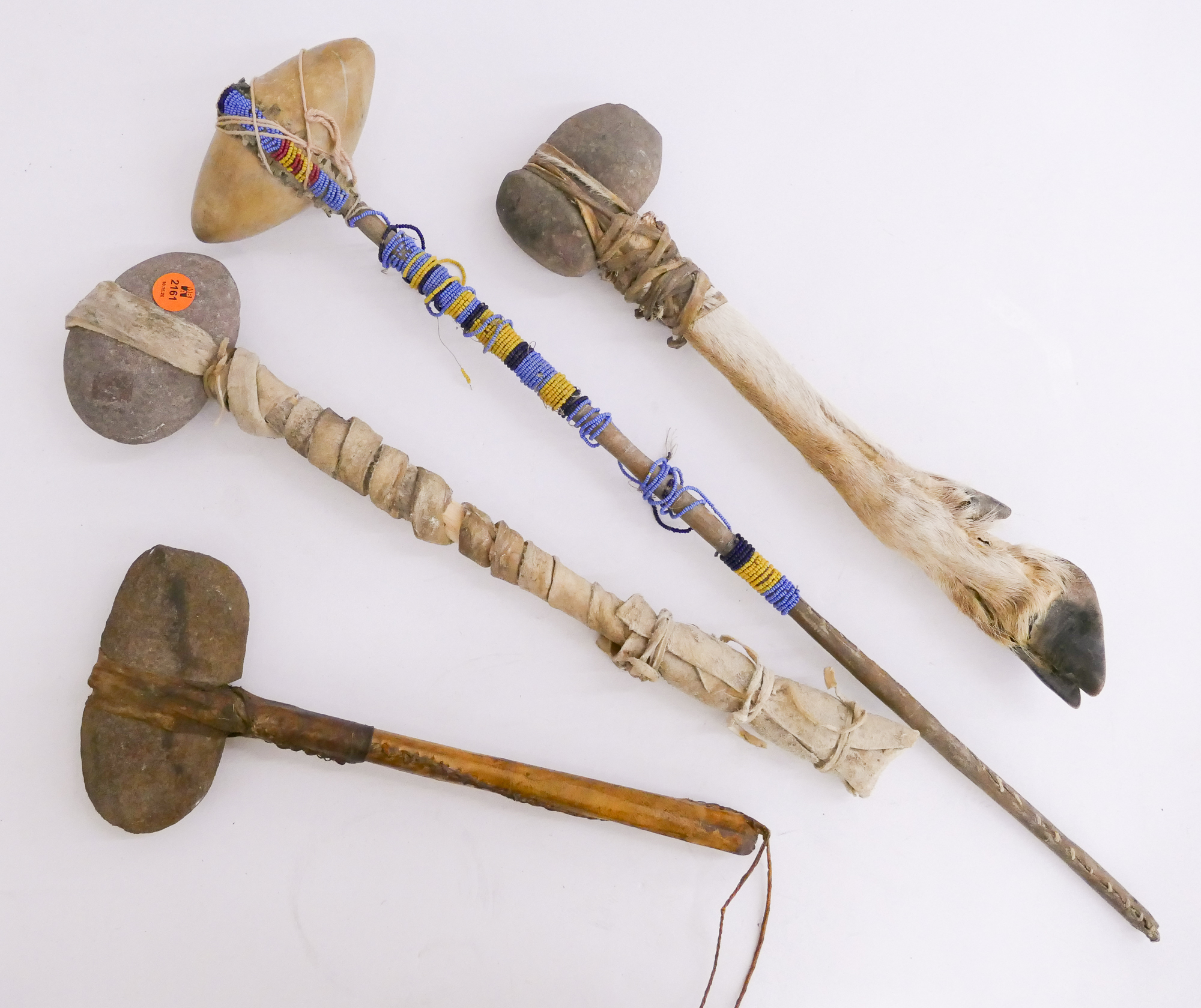 Appraisal: pc Native Made Stone War Clubs- largest ''