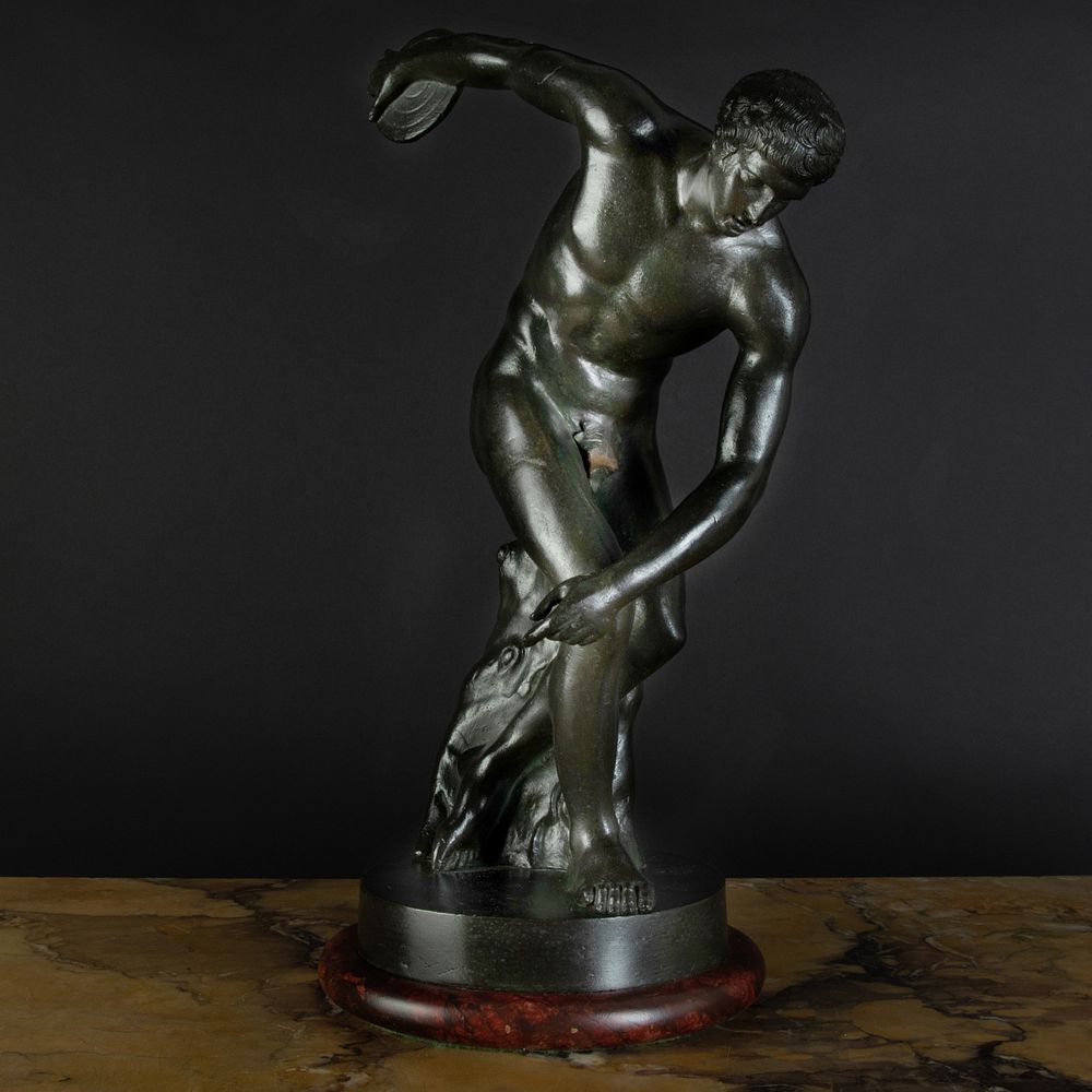 Appraisal: Bronze Figure of the Discus Thrower After the Antique Raised