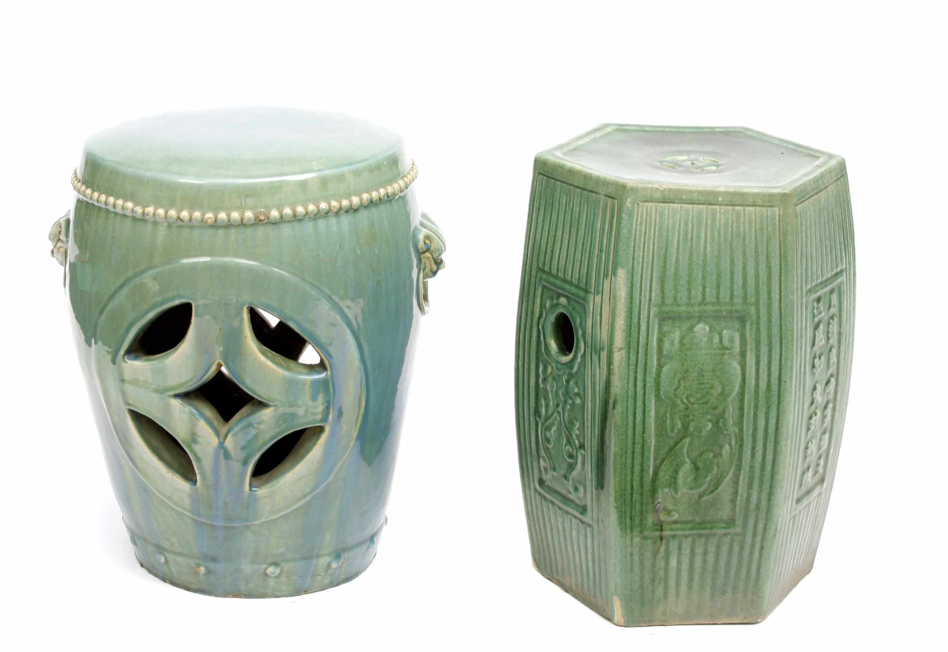 Appraisal: A group of two Chinese turquoise blue glazed garden seats