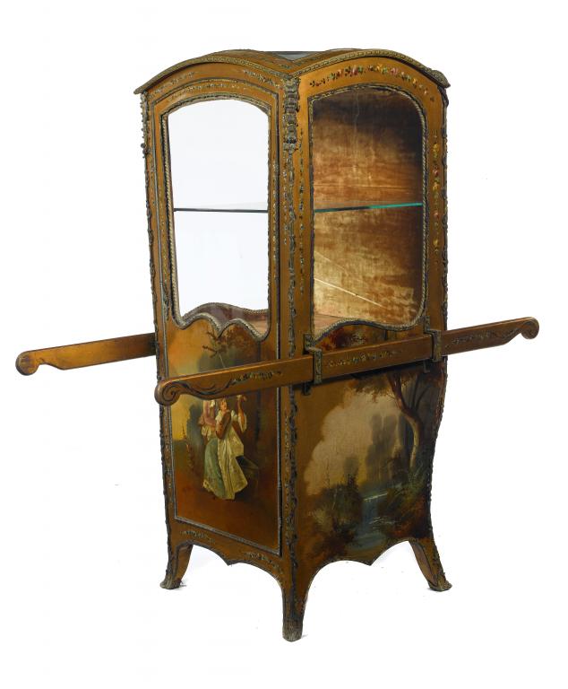 Appraisal: A FRENCH PAINTED AND GILTWOOD VITRINE IN THE FORM OF