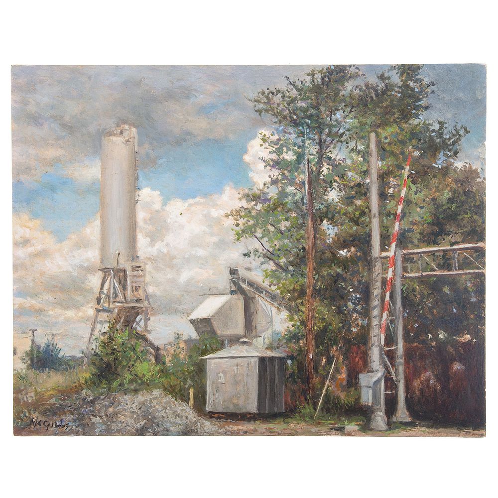 Appraisal: Nathaniel K Gibbs Industrial Park oil American - Oil on