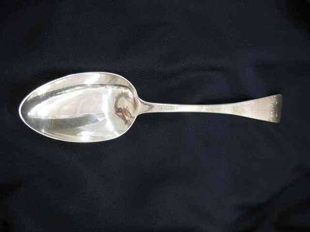 Appraisal: Georgian English Sterling Serving Spoon '' long monogram grams