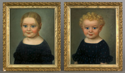 Appraisal: Pair of German pastel portraits of a young girl and