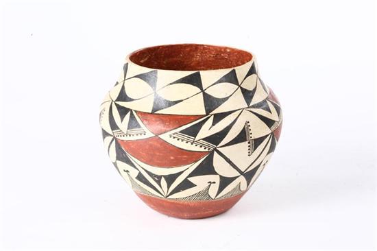 Appraisal: ACOMA JAR Twentieth century Shouldered form with black and orange