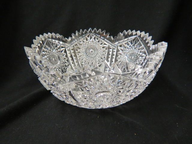 Appraisal: Cut Glass Bowl brilliant period hobstar diamond step cut diameter