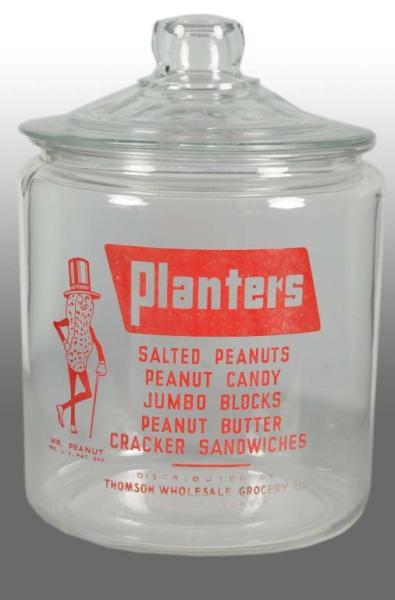 Appraisal: Glass Planters Peanut Mr Peanut Round Jar Description s Distributed