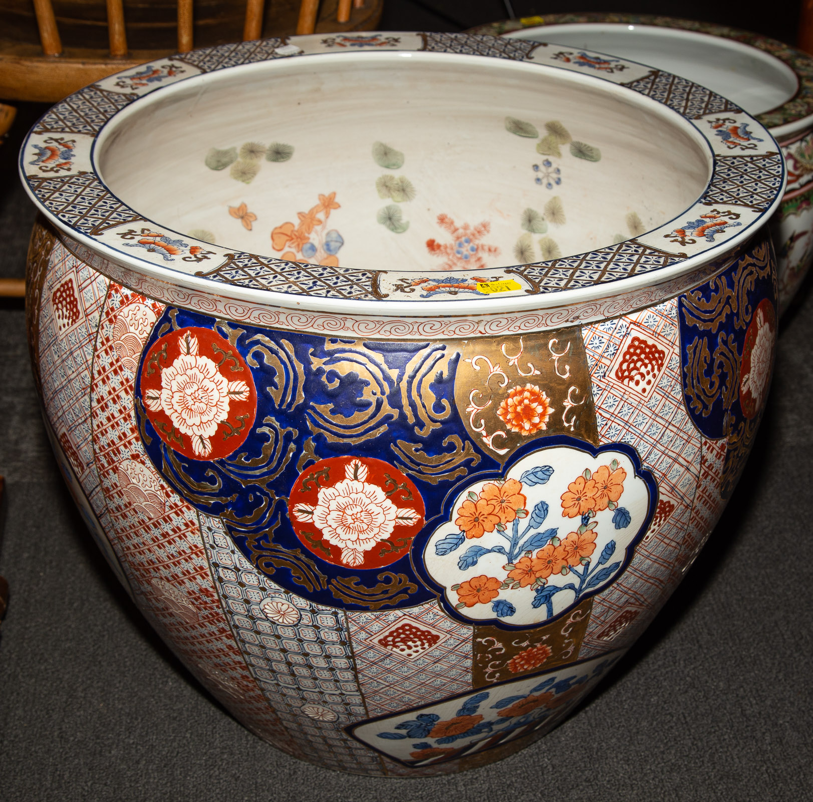 Appraisal: LARGE CHINESE PORCELAIN FISH BOWL PLANTER Modern with Imari style