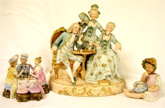 Appraisal: Two bisque porcelain nodder figural groupings one modeled as women