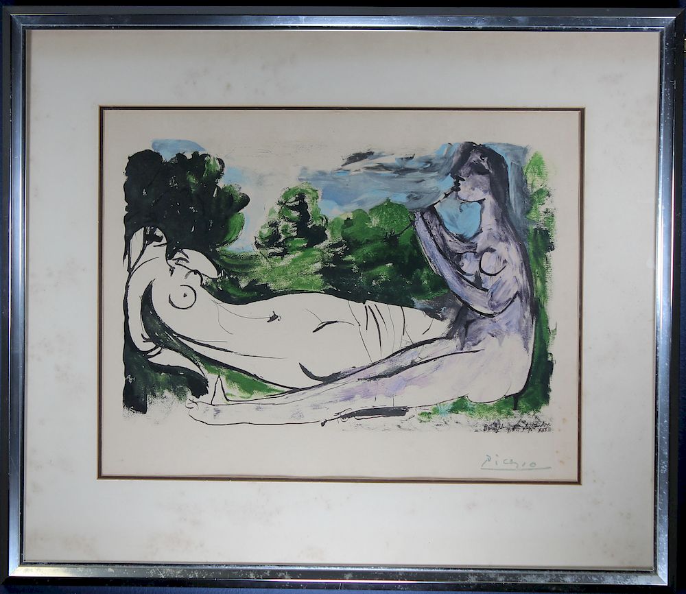 Appraisal: After Picasso Framed Reclining Nudes Lithograph After Picasso Framed Reclining