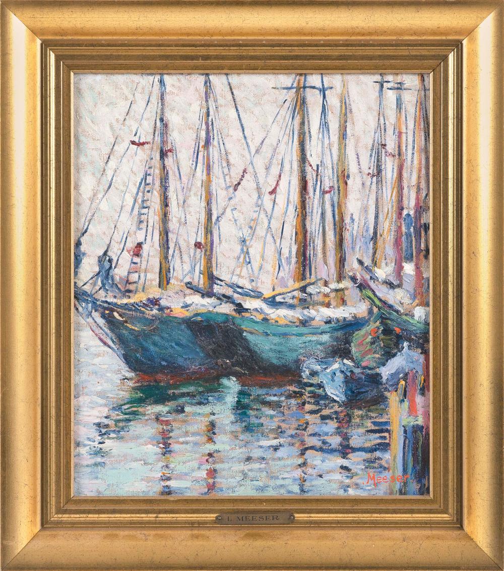 Appraisal: LILLIAN BURK MEESER PENNSYLVANIA MICHIGAN - FISHING BOATS IN THE