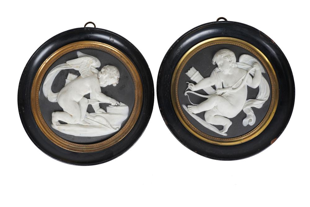 Appraisal: PAIR OF BISQUE PORCELAIN RELIEF PLAQUESProvenance The Estate of Lee