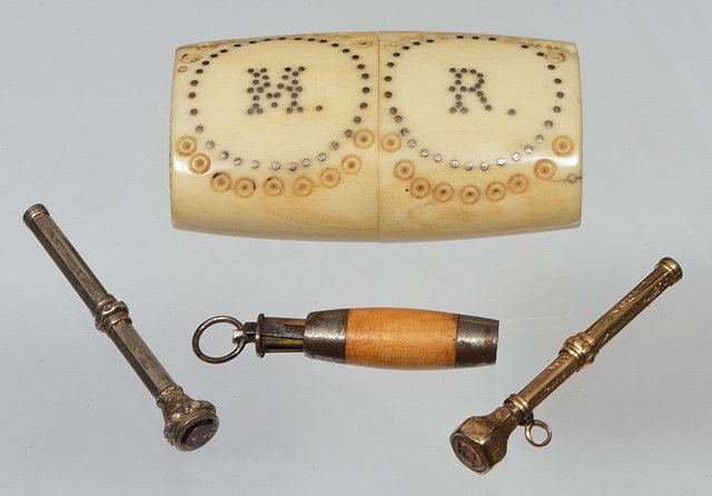 Appraisal: A PRISONER OF WAR CARVED BONE VESTA with steel inlay