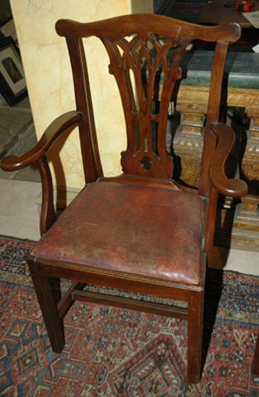 Appraisal: A PAIR OF GEORGE III MAHOGANY ARMCHAIRS Each with a