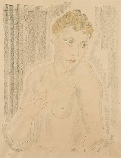 Appraisal: L onard Tsuguharu Foujita Japanese French - Femme nue mi-corps