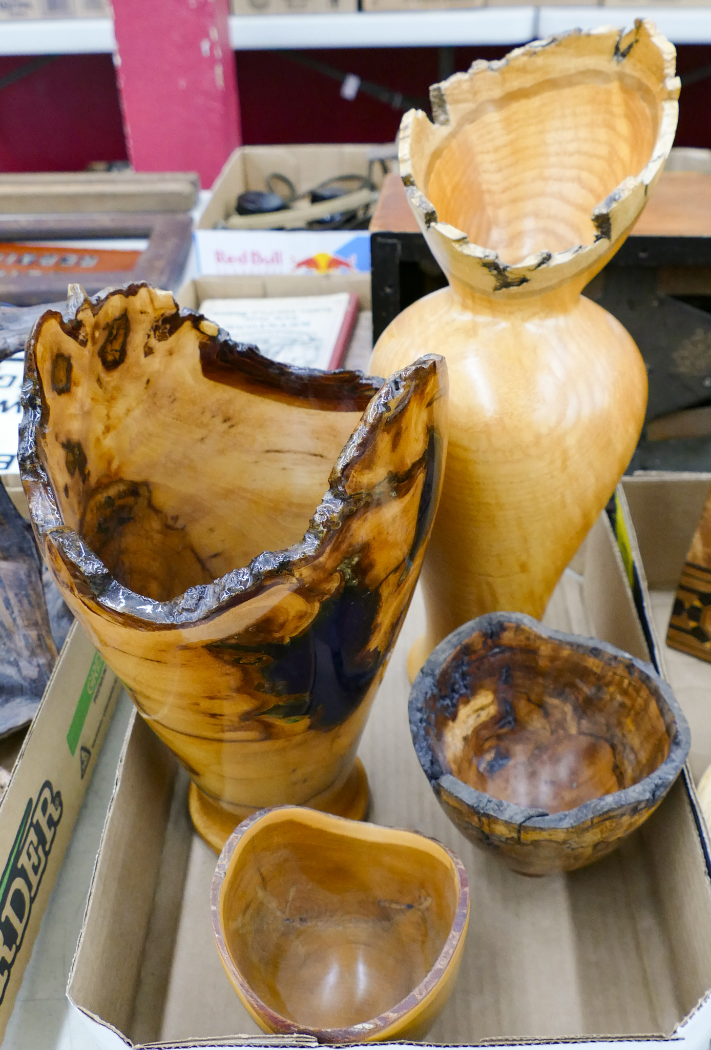 Appraisal: Box pc Turned Wood Art Vases ''- ''