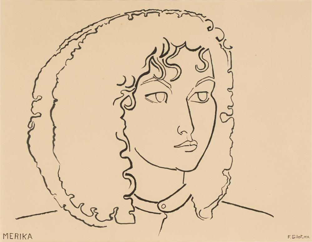 Appraisal: FRANCOISE GILOT B MERIKA pen and ink on paper matted