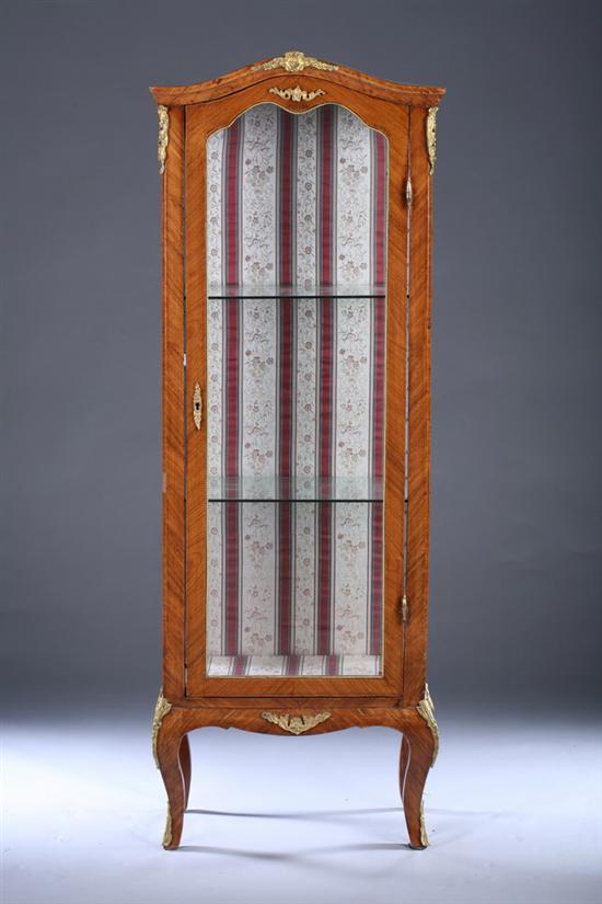 Appraisal: ROCOCO STYLE KINGWOOD-VENEERED GILT-METAL MOUNTED VITRINE th century with striped