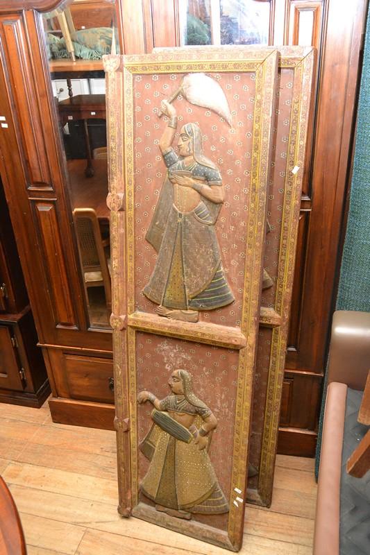 Appraisal: A PAIR OF DECORATIVE INDIAN DOORS A PAIR OF DECORATIVE